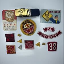 F Mixed Lot Boy Scouts Of America Belt 60s Cub Dillsburg PA Vtg Retro Patches picture