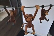 Kay Bojesen Like Wooden Danish/Scandinavian Hanging Monkey Toy Figures Set Of 3 picture