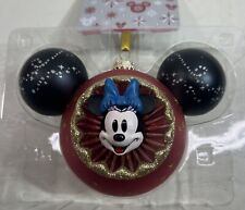Disney Minnie Mouse 2 Sided Christmas Ornament Icon Shaped Glass NEW picture