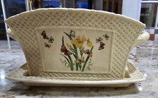 Vintage Enesco Butterfly Garden Trellis Planter & Underplate. Made in Japan 1978 picture