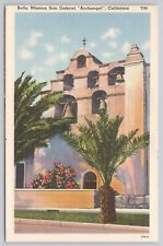 San Gabriel California, Arcangel Mission Bells, Vintage Postcard picture