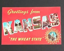 Greetings from Kansas KS Large Letter View Dexter Press c1960s Vtg UNP Postcard  picture