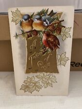 Vtg Postcard Embossed A Token Of Love Birds 1913 picture