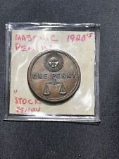 1920’s VINTAGE MASONIC  RAM ONE PENNY  TOKEN COIN picture