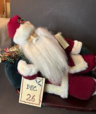 Santa Dec. 26th Napping On Toy Bag  Tina Mitchell Adorable Wooly Red Suit  18 In picture