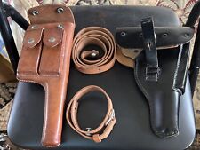 Lot Of 2 LEATHER HOLSTERS Black Marked Germany - Brown With Straps picture