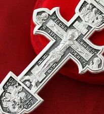 Large Russian Orthodox Christian Sailor Crucifix Silver 925 St Alexander Nevski picture
