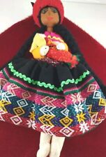 Mexican Folk Art Maria & Children Rag Doll Vintage Handmade In Mexico 12