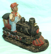 VANTAGE POINT HAND-PAINTED BOY ON A TRAIN RESIN STATUE 5 1/4