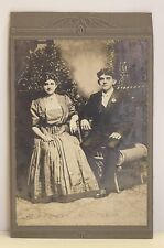 Antique Victorian Photo On Board Handsome Man Pretty Lady Identified picture