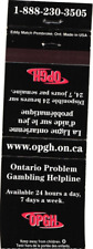 Canada OPGH Ontario Problem Gambling Helpline Vintage Matchbook Cover picture
