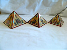 Large Egyptian Wooden Pyramid Set Inlaid With Papyrus Paper 4