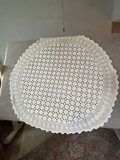 Vintage Crochet Lace Piece 60” Round Handmade Beige Great Condition picture