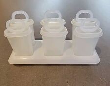VINTAGE Tupperware Frozen Popsicle Molds Complete Set of 6 With Holder picture