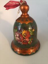 G DeBrekht Hand Paired Wooden Bell Copper & Green Colored Floral picture