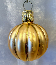 Vintage 1960s Gold Pumpkin Mercury Glass Christmas Ornament 1.75