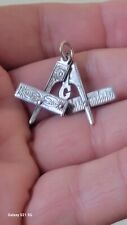 Masonic Symbol Fob Charm Pendant Sterling Silver Articulated c1920 with Deco Box picture