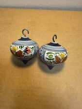 Delft Holland porcelain Christmas ball ornaments, Flowers patterns picture