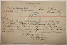 1893 CARSON CITY BULLION & EXCHANGE BILL OF FAVOR NOTE FROM FIRST NATIONAL BANK picture