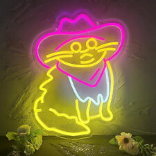 16''X16'' Pink Cat Cowboy Neon Light Sign Bar Beer Pub Wall Decor USB Powered picture