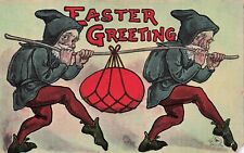 DP Crane Creepy Easter Card Gnomes Trolls Stealing Red Eggs Vtg Postcard E28 picture