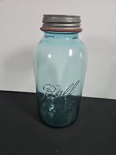 Vintage Ball Blue Half 1/2 Gallon Mason Canning Jar wh Zinc Lid  #4 1923-1933 picture