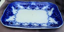 Beautiful Flow Blue 13.5” Serving Tray – VERY OLD PIECE - VGC – COLLECTIBLE picture