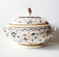 Large Beautiful French Soup Tureen Peint Main Spring Flowers 15” Hand Painted picture
