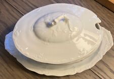 ANTIQUE T HAVILAND “Theo”SCHLEIGER #1007 GRAVY DISH WHITE BEAUTIFUL 1900’s FLAW picture