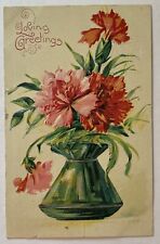 Antique Postcard Loving Greetings 1909 Posted Oak Centre Minn Printed in Saxony picture