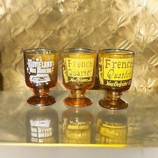 Vintage French Quarter Buourbon Street New Orleans Footed Shot Glass Yellow Set picture