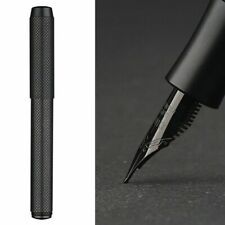 MAJOHN Metal Brass Fountain Pen Titanium Black F/EF/EF Bent Nib Ink Pen Writting picture