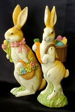 VINTAGE SHABBY CHIC SLEEK EASTER BUNNY BISQUE FIGURINES (UNBRANDED) picture
