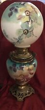 Victorian GWTW Parlor Lamp Electric Hand Painted Glass 24” Tall picture