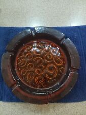 Antique Solid Orange Glass With Spiral Designs Large Ashtray picture