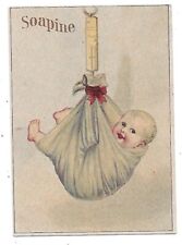 VICTORIAN SOAPINE KENDALL MFG CO PROVIDENCE RI TRADE CARD - BABY BEING WEIGHED picture