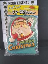 SANTA MERRY CHRISTMAS 3D Molded Plastic Wall Window DECORATION vintage picture