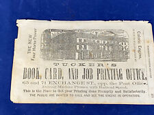 1862 Ad TUCKER’S - Book, Card, And Job Printing Office ~ Portland, Maine picture