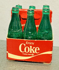 1970s COCA COLA Collector Miniature 6 Pack Green Bottles In Cardboard Carton VTG picture