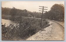 Postcard CA RPPC Glencoe View Train Depot Station Railroad Electrical Poles I9 picture