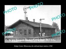 OLD POSTCARD SIZE PHOTO OF DODGE CENTER MINNESOTA RAILROAD DEPOT STATION c1900 picture