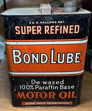 BOND LUBE Motor Oil 2 Gallon Can Penn Crest Oil & Grease Corp New York City picture