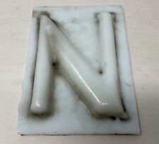 ANTIQUE MILK GLASS MARQUEE SIGN LETTER SYMBOL “N” RAISED BUBBLE 3.5 X 4.75” picture