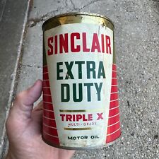 VTG Sinclair Extra Duty Triple X Multi Grade Motor Oil Can Tin Quart Empty Dino picture