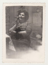 Pretty Cute Chubby Woman Smoking Tompus Lady Girl Unusual Snapshot Old Photo picture