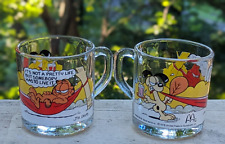 2 VTG McDONALDS 1978 IT'S NOT A PRETTY LIFE GARFIELD ODIE PROMOTIONAL GLASS MUGS picture