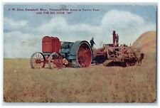 c1910 J.W. Gray Harvesting The Big Four 30 Machinery Campbell Minnesota Postcard picture