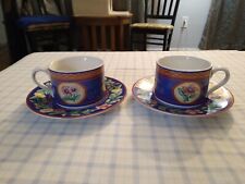 Pair of SANGO AVIGNON, Teacup and saucer, hand painted floral picture