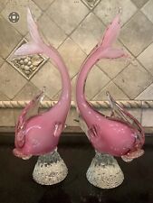A Pair Of  Pink, Murano, Alabaster Fish. 14” T. picture