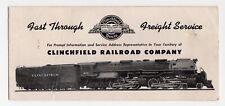 ORIG 1930's CLINCHFIELD RAILROAD COMPANY - FREIGHT SERVICE - ADVERTISING BLOTTER picture